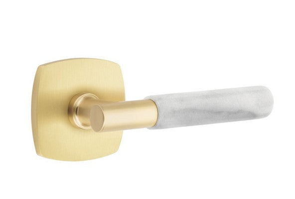 Emtek Select T-BAR White Marble Lever Concealed Screws with Urban Modern Rosette