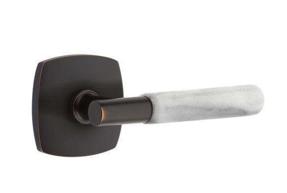 Emtek Select T-BAR White Marble Lever with Urban Modern Rosette