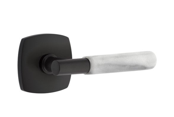 Emtek Select T-BAR White Marble Lever Concealed Screws with Urban Modern Rosette