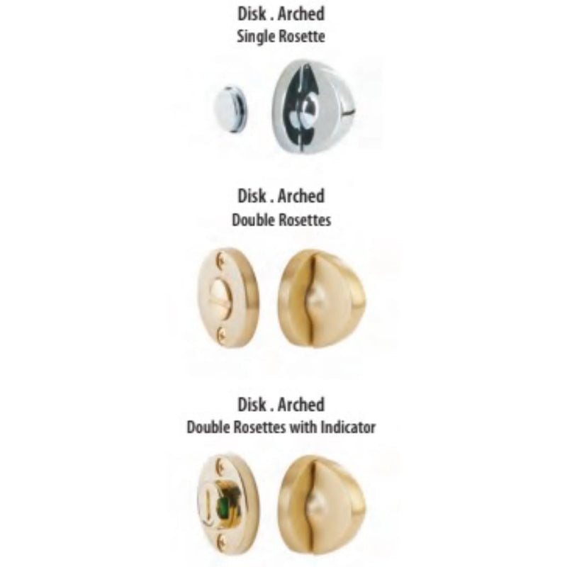 Emtek Disk Single Rosette Privacy Bolt with Arched Step Thumbturn Style