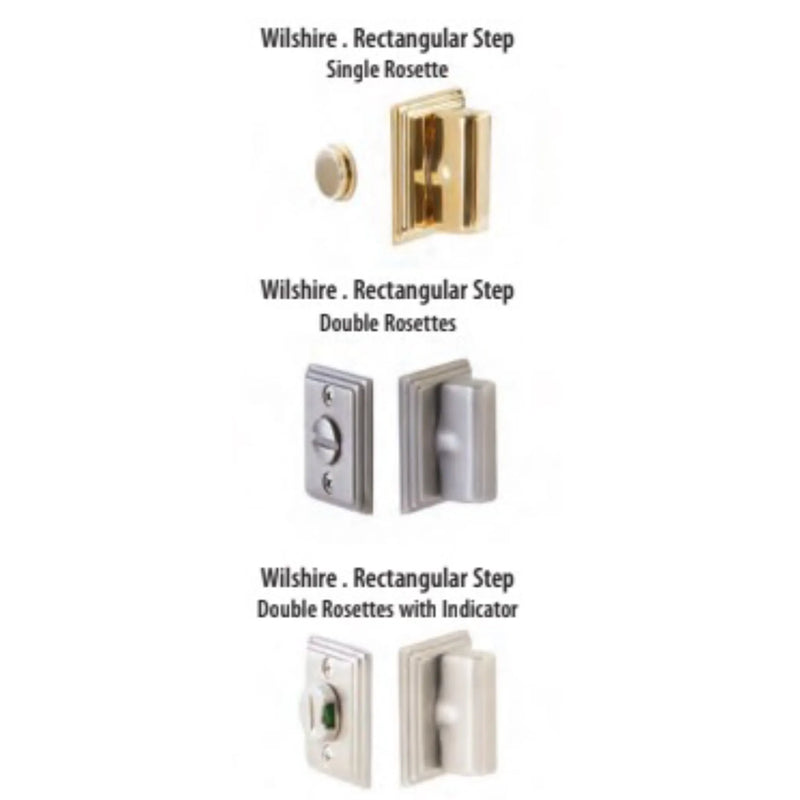 Emtek Wilshire Single Rosette Privacy Bolt with Rectangular Thumbturn Style