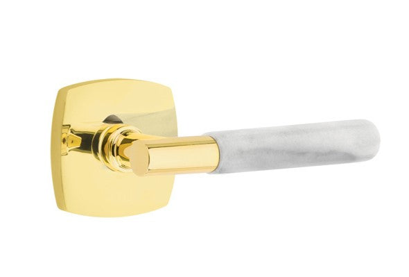 Emtek Select T-BAR White Marble Lever Concealed Screws with Urban Modern Rosette