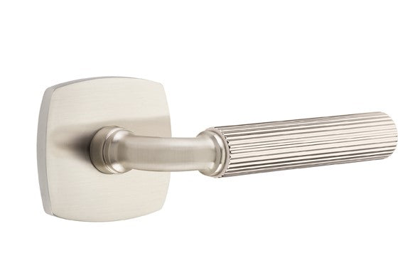 Emtek Select R-BAR Straight Knurled Lever Concealed Screws with Urban Modern Rosette