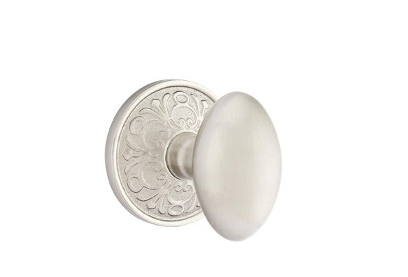 Emtek Egg Knob Concealed Screws With Lancaster Rosette