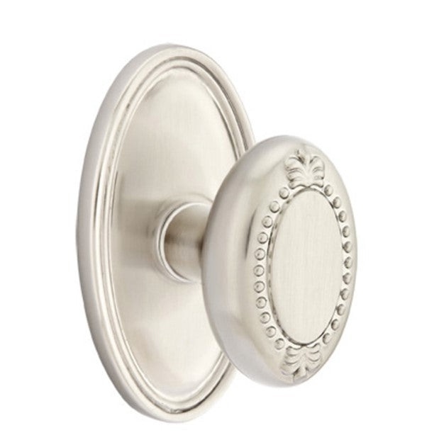 Emtek Beaded Egg Knob Concealed Screws With Oval Rosette