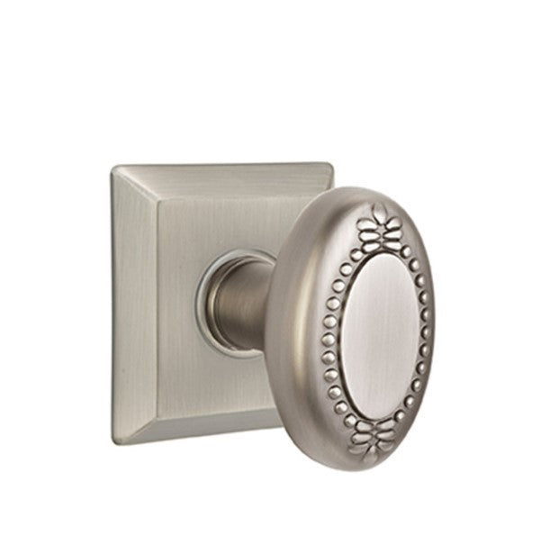 Emtek Beaded Egg Knob Concealed Screws With Quincy Rosette