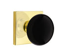 EMTEK Modern Brass Ebony Knob with Square Rosette