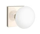 EMTEK Modern Brass Ice White Knob with Square Rosette