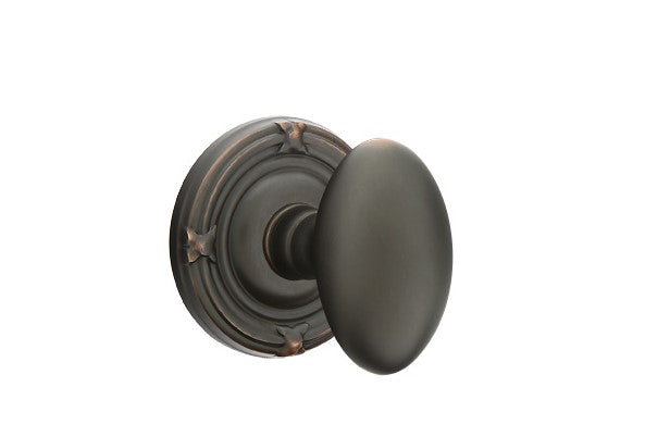 Emtek Egg Knob Concealed Screws With Ribbon & Reed Rosette