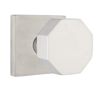 Emtek Cast Stainless Steel Octagon knob with Square Rosette