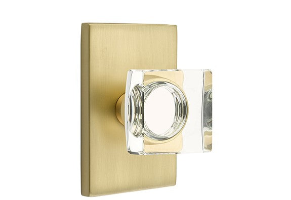 Emtek Modern Square Knob Concealed Screws with Modern Rectangular Rosette