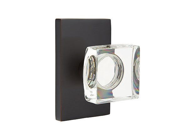 Emtek Modern Square Knob with Modern Rectangular Rosette