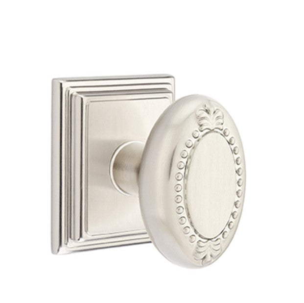 Emtek Beaded Egg Knob Concealed Screws With Wilshire Rosette