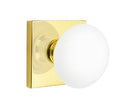EMTEK Modern Brass Ice White Knob with Square Rosette