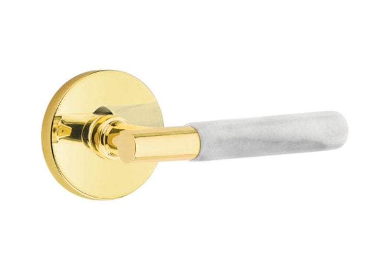 Emtek Select T-BAR White Marble Lever with Disk Rosette