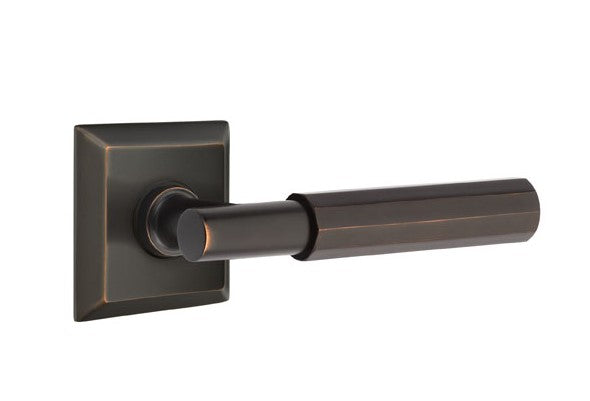 Emtek Select T-BAR Faceted Lever Concealed Screws with Quincy Rosette