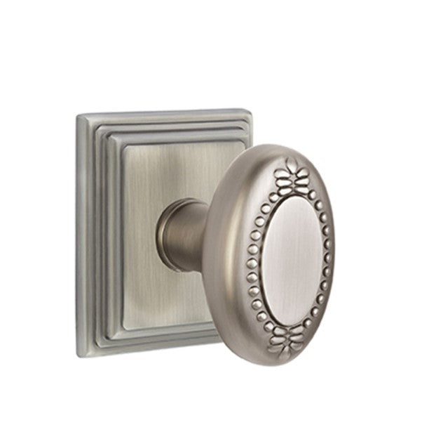 Emtek Beaded Egg Knob Concealed Screws With Wilshire Rosette