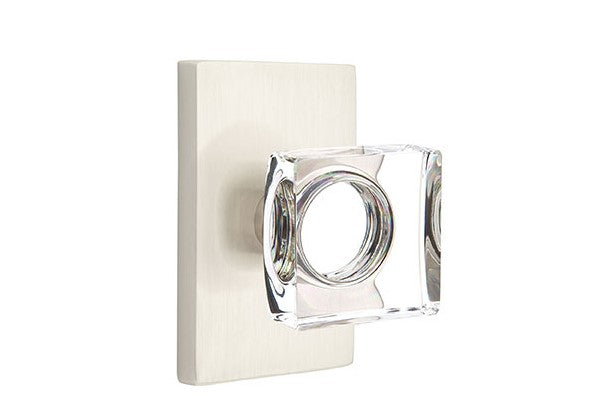 Emtek Modern Square Knob Concealed Screws with Modern Rectangular Rosette