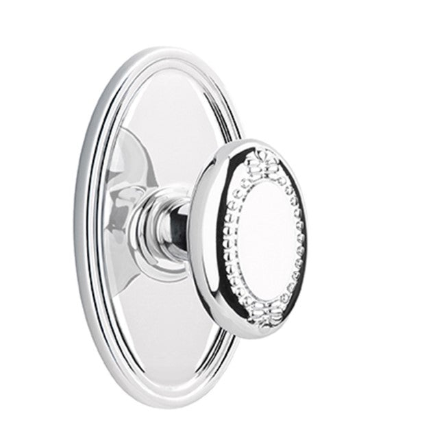 Emtek Beaded Egg Knob Concealed Screws With Oval Rosette