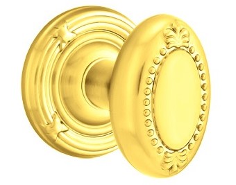 Emtek Beaded Egg Knob Concealed Screws With Ribbon & Reed Rosette