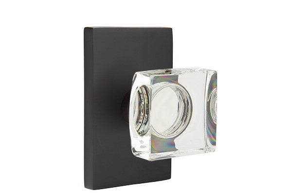 Emtek Modern Square Knob Concealed Screws with Modern Rectangular Rosette