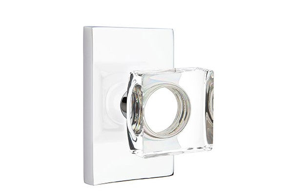 Emtek Modern Square Knob with Modern Rectangular Rosette