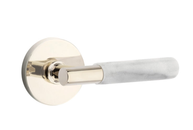 Emtek Select T-BAR White Marble Lever with Disk Rosette