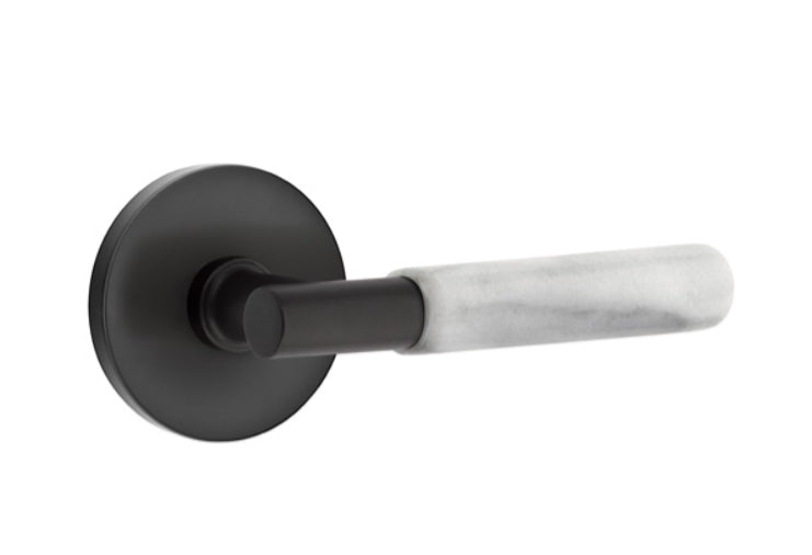 Emtek Select T-BAR White Marble Lever Concealed Screws with Disk Rosette