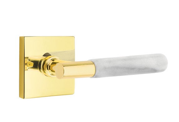 Emtek Select T-BAR White Marble Lever with Square Rosette