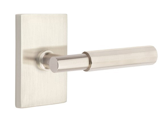 Emtek Select T-BAR Faceted Lever Concealed Screws with Modern Rectangular Rosette