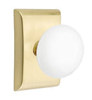 EMTEK Modern Brass Ice White Knob Concealed Screw with Neos Rosette