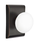 EMTEK Modern Brass Ice White Knob with Neos Rosette