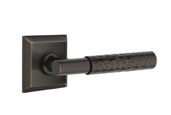 Emtek Select T-BAR Hammered Lever Concealed Screws with Quincy Rosette