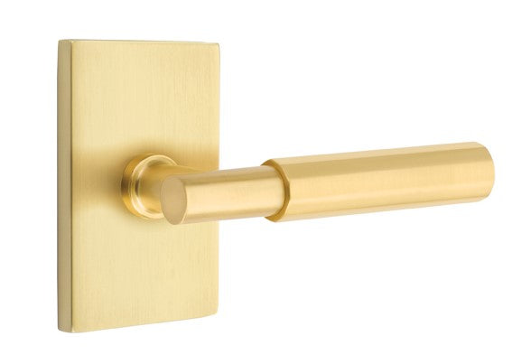 Emtek Select T-BAR Faceted Lever with Modern Rectangular Rosette