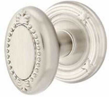 Emtek Beaded Egg Knob Concealed Screws With Ribbon & Reed Rosette