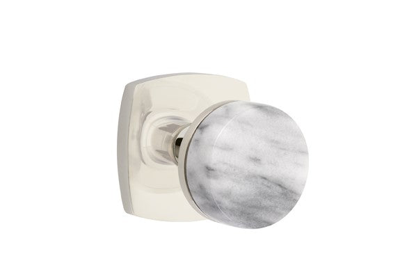 Emtek Select Conical White Marble Knob Concealed Screws with Urban Modern Rosette