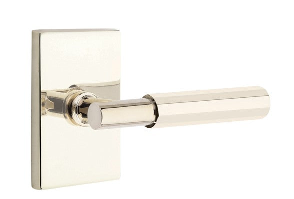 Emtek Select T-BAR Faceted Lever Concealed Screws with Modern Rectangular Rosette