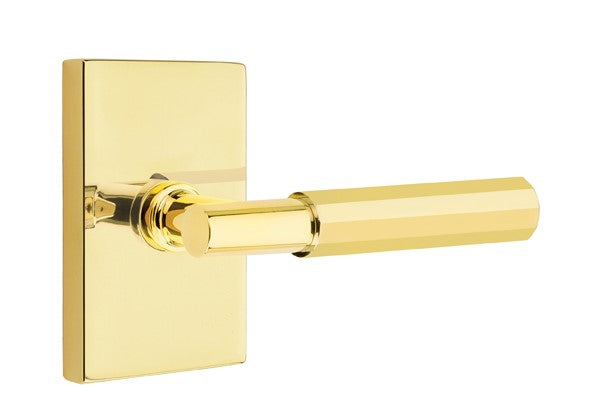 Emtek Select T-BAR Faceted Lever Concealed Screws with Modern Rectangular Rosette