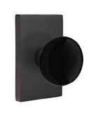 EMTEK Modern Brass Ebony Knob with Modern Rectangular Rosette