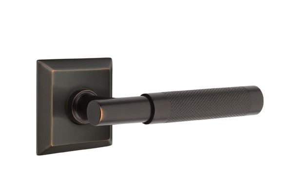 Emtek Select T-BAR Knurled Lever Concealed Screws with Quincy Rosette