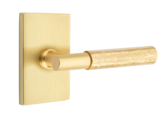 Emtek Select T-BAR Hammered Lever with Modern Rectangular Rosette