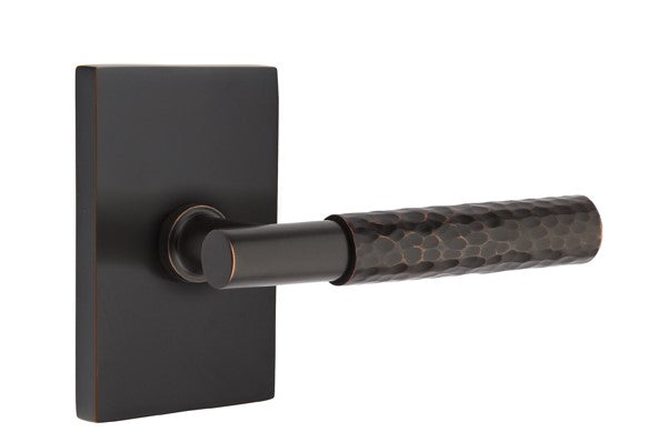 Emtek Select T-BAR Hammered Lever with Modern Rectangular Rosette