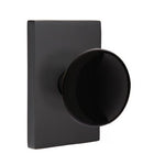 EMTEK Modern Brass Ebony Knob with Modern Rectangular Rosette