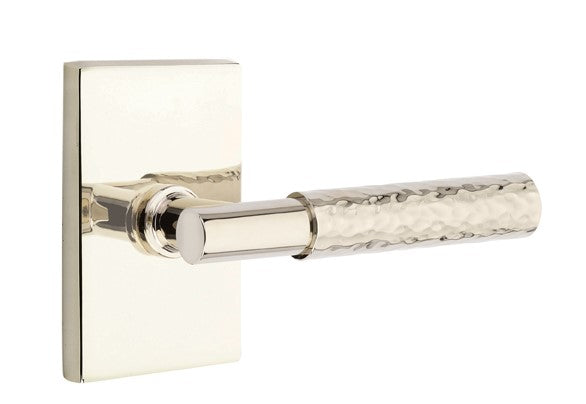 Emtek Select T-BAR Hammered Lever with Modern Rectangular Rosette