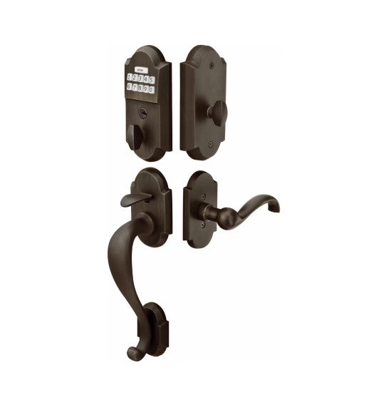 Emtek Sandcast Bronze Style Electronic Keypad Handle set with Lariat Lever