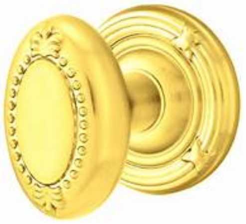 Emtek Beaded Egg Knob Concealed Screws With Ribbon & Reed Rosette