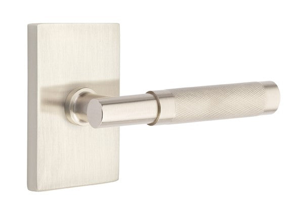 Emtek Select T-BAR Knurled Lever Concealed Screws with Modern Rectangular Rosette