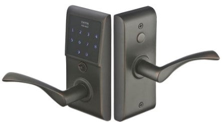 Emtek EMTouch Modern Style Electronic Keypad Leverset with Select T-Bar Straight Knurled Lever