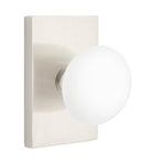 EMTEK Modern Brass Ice White Knob with Modern Rectangular Rosette