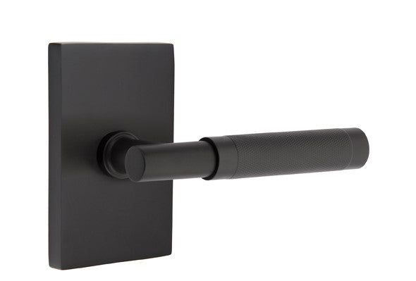 Emtek Select T-BAR Knurled Lever Concealed Screws with Modern Rectangular Rosette